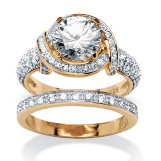 Palm Beach Jewelry 18k Gold Over Silver Cubic Zirconia Ring Set