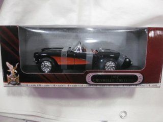 1957 Chevrolet Corvette Convertable In A Black With Red Incerts 118 Scale Diecast Deluxe Edition With Opening Doors, Hood & Trunk & Comes On It's Own Display Stand From Yat Ming 2001 Toys & Games