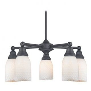 Chandelier with White Glass in Matte Black Finish    