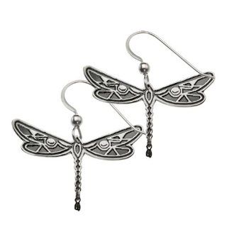 Sterling Silver Dragonfly Wildlife Earrings. Made in USA. Dangle Earrings Jewelry