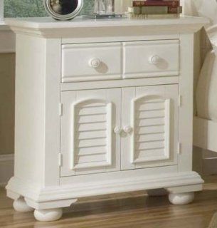 Cottage Traditions Large Nightstand w Bun Feet in White Finish   Off White Night Stand With Drawers