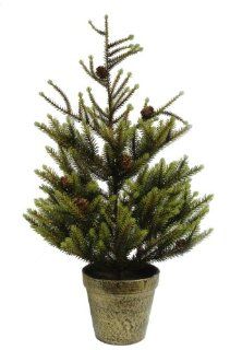 24" Artificial Potted Glittered Dwarf Spruce Evergreen Tree #LDS 708 24  