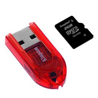 Hig Speed Kingston USB microSD Reader + 2GB microSD Memory Card (FCR MRR+SDC) for Blackberry Curve 8300 8330 8800 8830 Pearl 8130 8120, Nokia N95 N81 6500 slide, HTC Wing T Mobile 8925 Shadow TyTN ll Touch P3450 AT&T Tilt 8925, LG CU515 CU575 LX570 VX8