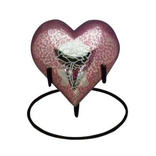 Medium Pink Rose Brass Heart Adult Urn