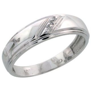 10k White Gold Ladies Diamond Wedding Band Ring 0.02 cttw Brilliant Cut, 7/32 inch 5.5mm wide Jewelry