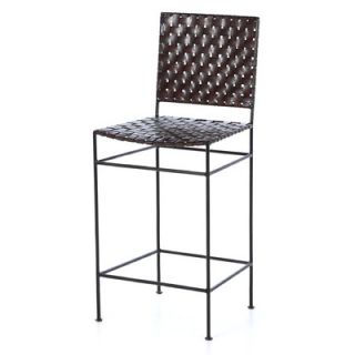 William Sheppee Saddler 26 Iron and Woven Leather Counter Stool