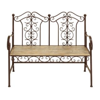 Woodland Imports Wood and Metal Garden Bench