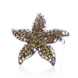DoubleAccent Hair Jewelry Swarovski Crystal Starfish Hair Barrettes Black Color Jewelry