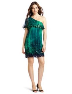 Frock by Tracy Reese Women's Roslyn One Shoulder Dress, Emerald, Petite