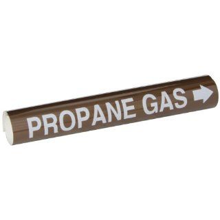 Brady 5846 I High Performance   Wrap Around Pipe Marker, B 689, White On Brown Pvf Over Laminated Polyester, Legend "Propane Gas" Industrial Pipe Markers