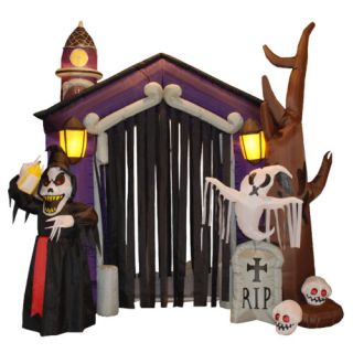 Halloween Inflatable Haunted House Castle with Skeletons