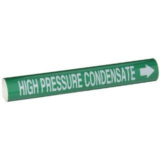 Brady 5829 I High Performance   Wrap Around Pipe Marker, B 689, White On Green Pvf Over Laminated Polyester, Legend "High Pressure Condensate" Industrial Pipe Markers