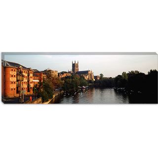 iCanvasArt Panoramic Church along a River, Worcester Cathedral