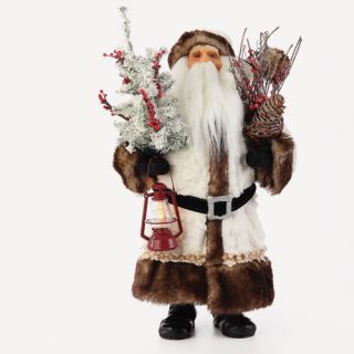Led White Fur Santa Figurine