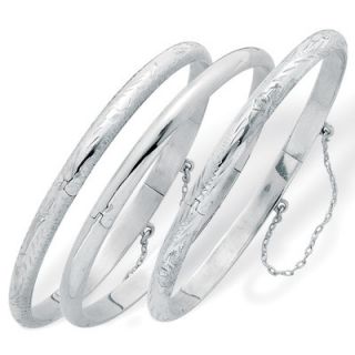 Palm Beach Jewelry Sterling Silver Bangle Bracelets (Set of 3)