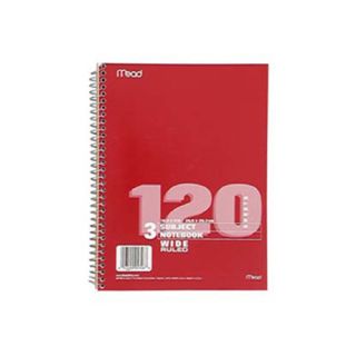 Notebook Spiral 3 Subject 120 Ct