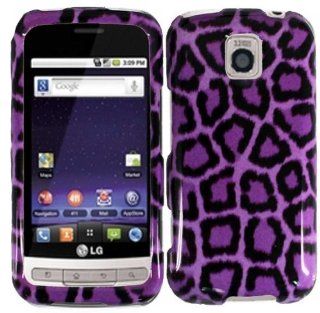 Purple Leopard Hard Case Cover for LG Optimus M MS690 LG Optimus C Cell Phones & Accessories