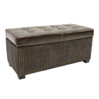 Palecek Hudson Woven Bench in Dark Brown