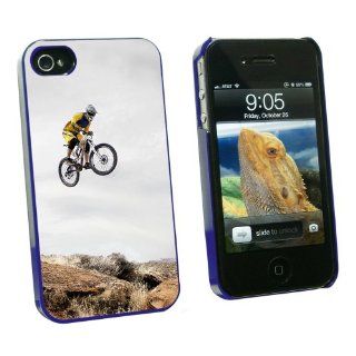 Graphics and More Mountain Bike Biking   Snap On Hard Protective Case for Apple iPhone 4 4S   Blue   Carrying Case   Non Retail Packaging   Blue Cell Phones & Accessories