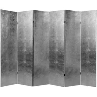 Oriental Furniture Faux Leather Crocodile 6 Panel Room Divider in