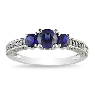 Amour White Gold Round Cut Sapphire Multi Stone Ring