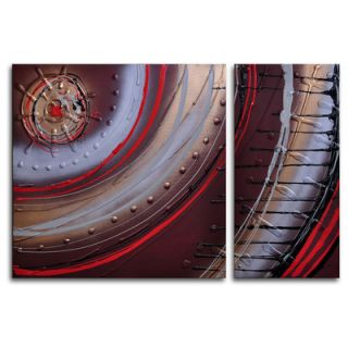 My Art Outlet Hand Painted Brown Gold Shield 2 Piece Canvas Art Set