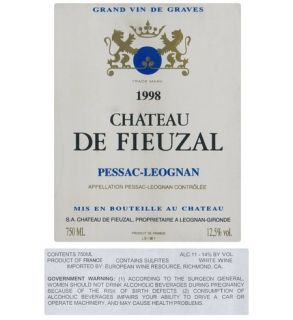 1998 De Fieuzal Blanc, Bordeaux 750 mL Wine