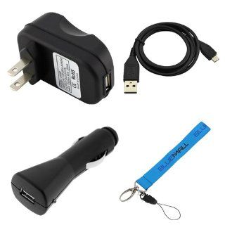 BIRUGEAR USB Car Charger + AC Charger Adapter + 3 FT Micro USB Data Cable for Motorola Droid Mini, Droid Maxx, Droid Ultra; BlackBerry HTC LG Samsung Nokia Sony Cellphone Smartphone and more with * Blue Wrist Strap Lanyard * Cell Phones & Accessories
