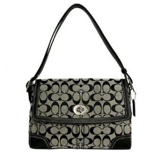 Authentic Hampton Signature Flap Handbag 13972 Black/white Clothing