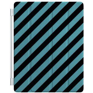 CUSTOM Smart Cover (Magenetic) for Apple iPad 2 / 3 / 4 / New   Black & Blue Diagonal Stripes Cell Phones & Accessories