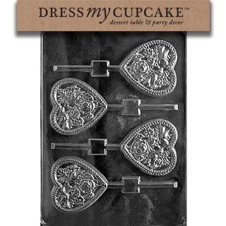 Dress My Cupcake Chocolate Candy Mold, Wedding Heart with Doves, Set of 6 Kitchen & Dining