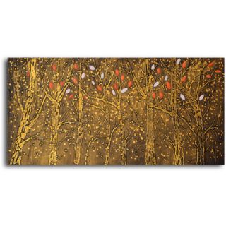My Art Outlet Hand Painted Fall Leaves in Snow Oil Canvas Art