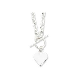Jewelryweb Sterling Silver Engraveable Heart Toggle Necklace   18 Inch