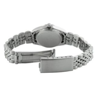 Peugeot Womens Crystal Marker Ribbed Bezel Bracelet Watch with Silver