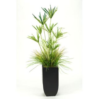 Silks Yucca and Grass in Metal Tall Planter