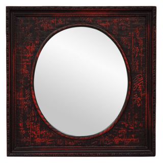Oriental Furniture Chinese 17.5 H x 17.5 W Calligraphy Wall Mirror