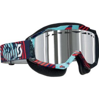 Scott USA Hustle Snowcross Goggles , Primary Color Blue, Distinct Name Vinyl Blue and Red/Silver Chrome Lens, Gender Mens/Unisex 217784 3610015 Automotive