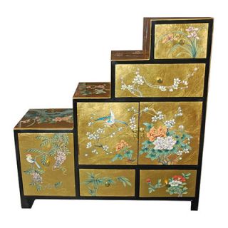 Oriental Furniture Chinese Leaf Step Tansu Cabinet