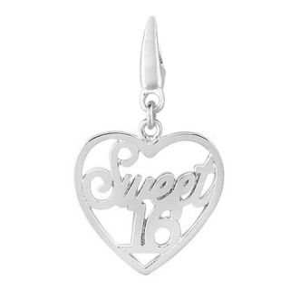 EZ Charms Sterling Silver Sweet 16 in Heart Charm