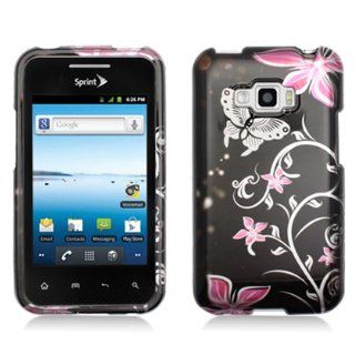 Aimo Wireless LGLS696PCIMT071 Hard Snap On Image Case for LG Optimus Elite LS696/ Optimus Quest L46c   Retail Packaging   Pink/Flowers and Butterfly Cell Phones & Accessories