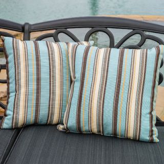 Le Pouf Carnegie Celeste Striped Sunbrella Pillow (Set of 2)