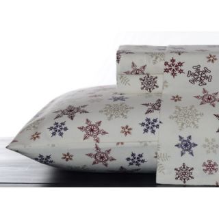 Eddie Bauer Tossed Snowflakes Flannel Sheet Set