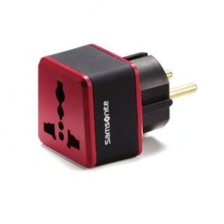 Samsonite Europe/Middle East Grounded Adapter Plug Black/Red Clothing