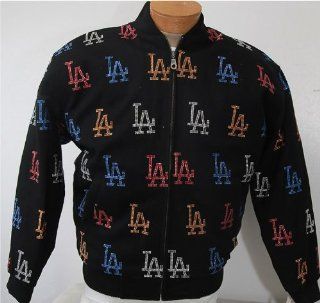 New MLB Los Angeles Dodgers Bling LA Rhinestone Wool Blend Zip UP Jacket   Large  Sports Fan Baseball Caps  Sports & Outdoors