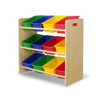 Teamson Kids Toy Organizer Shelf with Plastic Bins