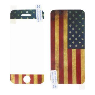 Skque® Vintage USA Flag Front & Back Sticker Screen Protector Full Body Cover Film for Apple® iPhone® 5 5C 5S 5G Cell Phones & Accessories