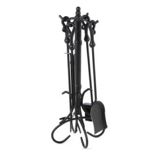 Uniflame 4 Piece Wrought Iron Fire Tool Set with Center Weave With