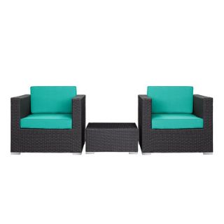 Modway Burrow 3 Piece Deep Seating Group with Cushion