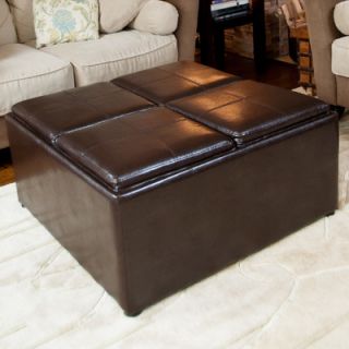 Simpli Home Avalon Cocktail Ottoman with 4 Serving Trays