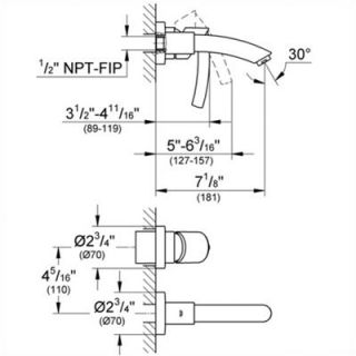 Grohe Tenso Wall Mounted Bathroom Faucet with Single Handle   19293